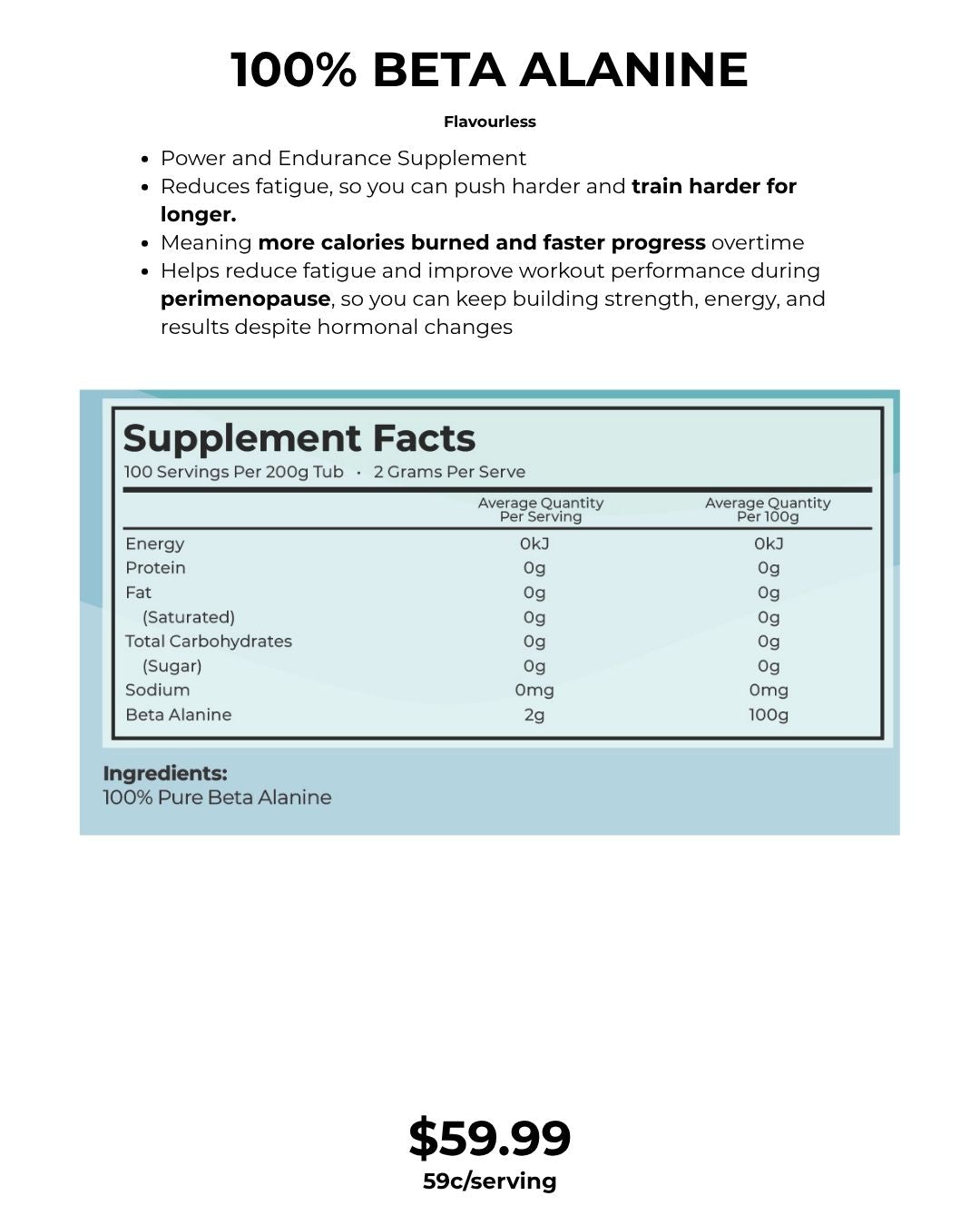 100% Pure Beta Alanine — Train Harder. Fatigue Less.